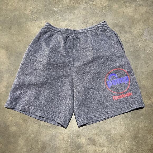 Vintage 80s 90s The Pump Reebok Grey Cotton Shorts 34x8 - Picture 1 of 3